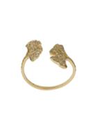 Aurelie Bidermann 18kt Yellow Gold Ginkgo Diamond Open Ring