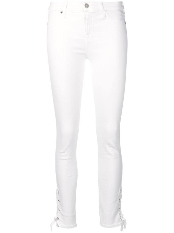 7 For All Mankind Skinny Side Tie Jeans - White
