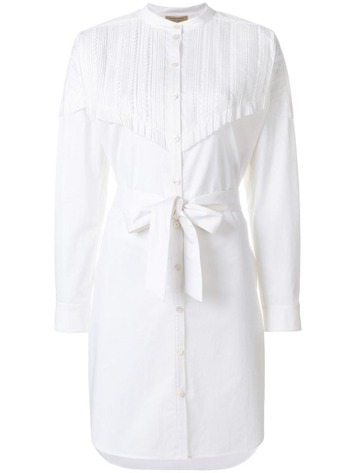 Burberry Pintuck Detail Shirt Dress - White