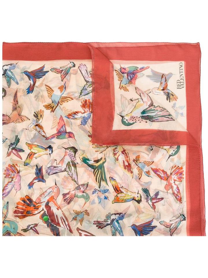 Red Valentino Bird Print Scarf, Women's, Silk