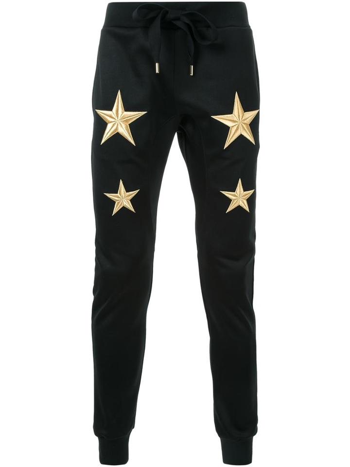 Dresscamp Embroidered Star Track Pants, Men's, Size: 44, Black, Polyester