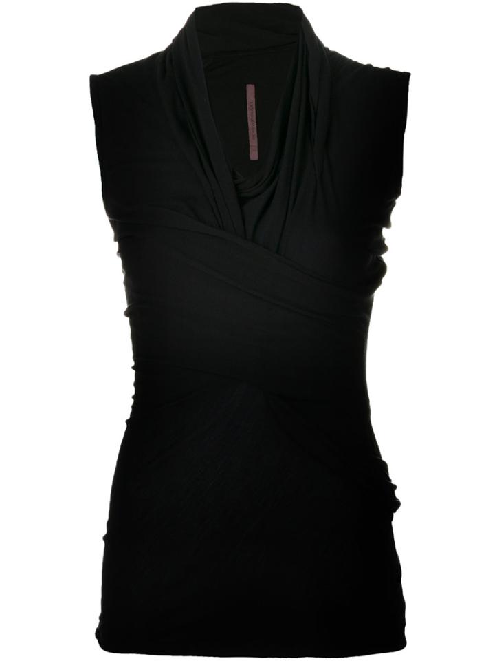 Rick Owens Lilies Cowl Neck Gathered Vest - Black