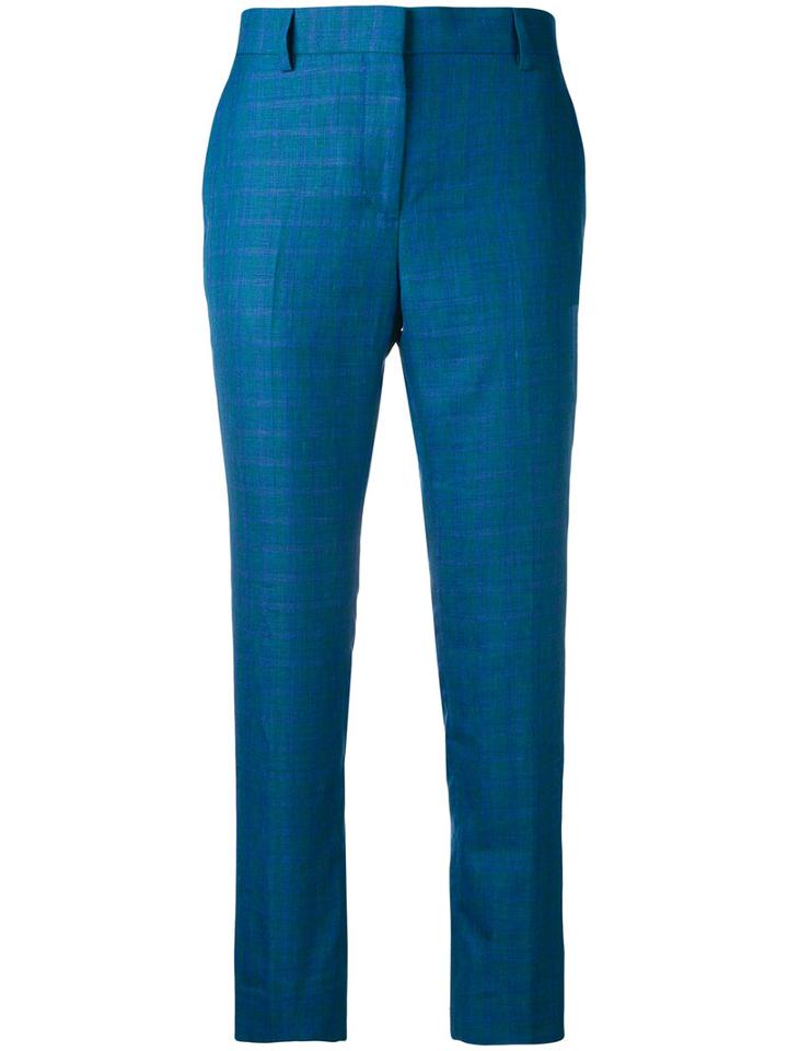 Paul Smith - Cropped Trousers - Women - Silk/linen/flax/wool - 38, Blue, Silk/linen/flax/wool