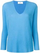Allude Long-sleeve Fitted Sweater - Blue