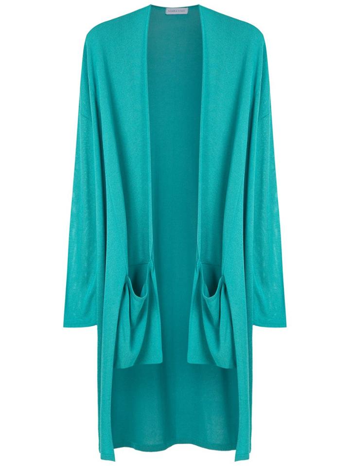 Mara Mac Front Pockets Knit Cardigan - Blue