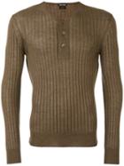 Tom Ford - Superfine Long Sleeved Henley - Men - Silk/cashmere - 50, Brown, Silk/cashmere
