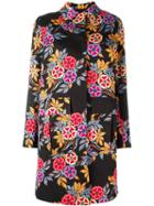 Msgm Cargo Pocket Floral Coat, Women's, Size: 42, Black, Viscose/cotton/polyester