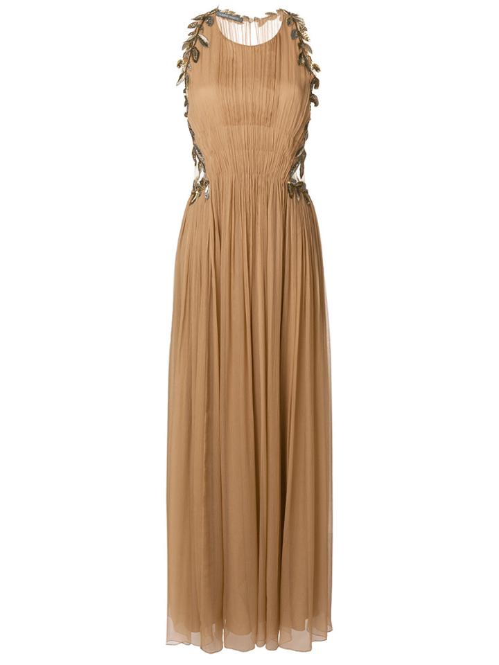 Alberta Ferretti Embroidered Details Gown - Brown