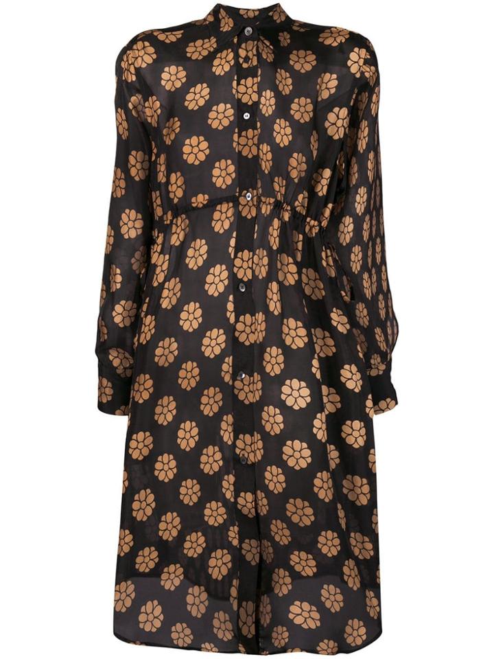 Mm6 Maison Margiela Floral Print Shirt Dress - Black