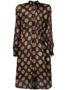 Mm6 Maison Margiela Floral Print Shirt Dress - Black