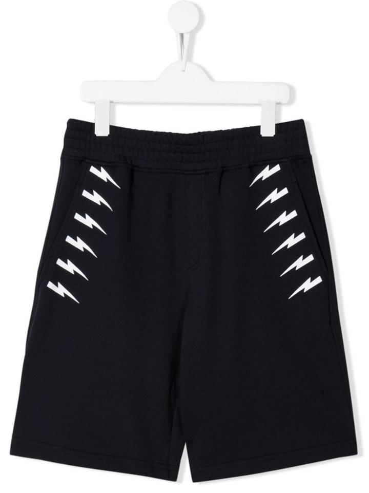 Neil Barrett Kids Teen Bolts Track Shorts - Blue