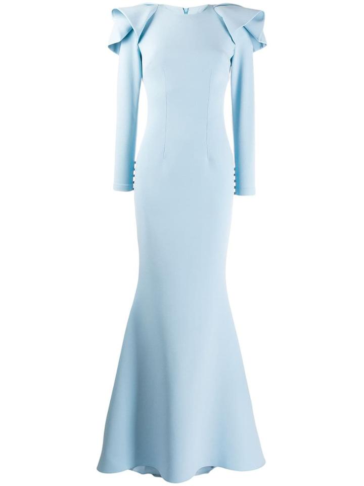 Safiyaa London Ruffled Sleeve Gown - Blue