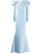 Safiyaa London Ruffled Sleeve Gown - Blue