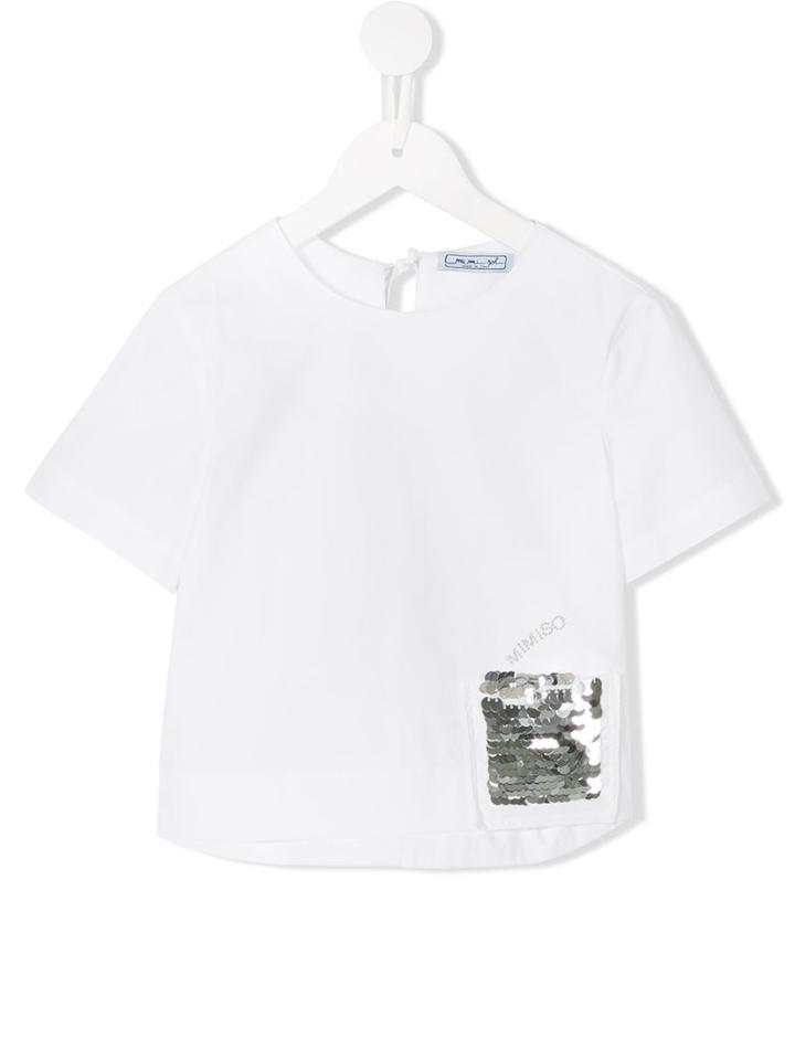 Mi Mi Sol Sequin Embellished Detail T-shirt, Girl's, Size: 10 Yrs, White