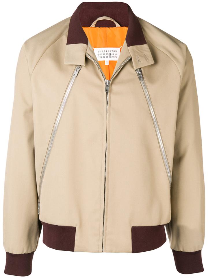 Maison Margiela Contrasting Panel Bomber Jacket - Nude & Neutrals