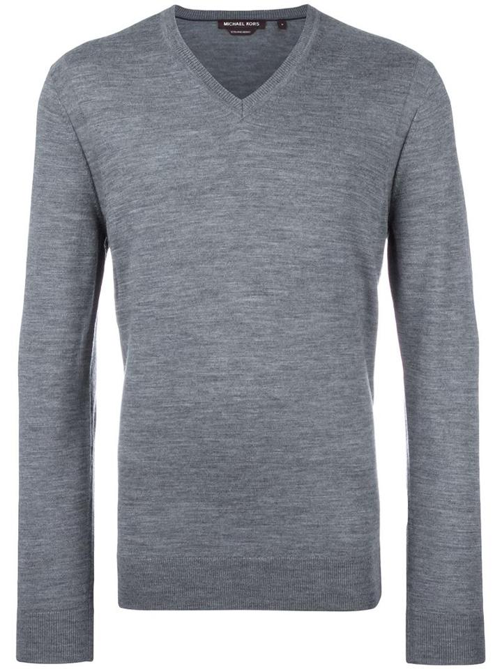Michael Kors V-neck Jumper, Men's, Size: Medium, Grey, Merino