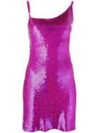 Ashish Sequined Asymmetric Slip Dress, Women's, Size: Small, Pink/purple, Silk/pvc