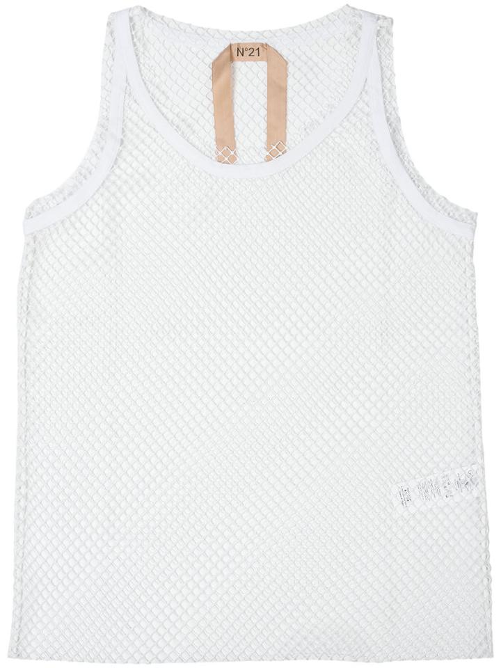 No21 Net Layered Tank, Women's, Size: 40, White, Cotton/polyester