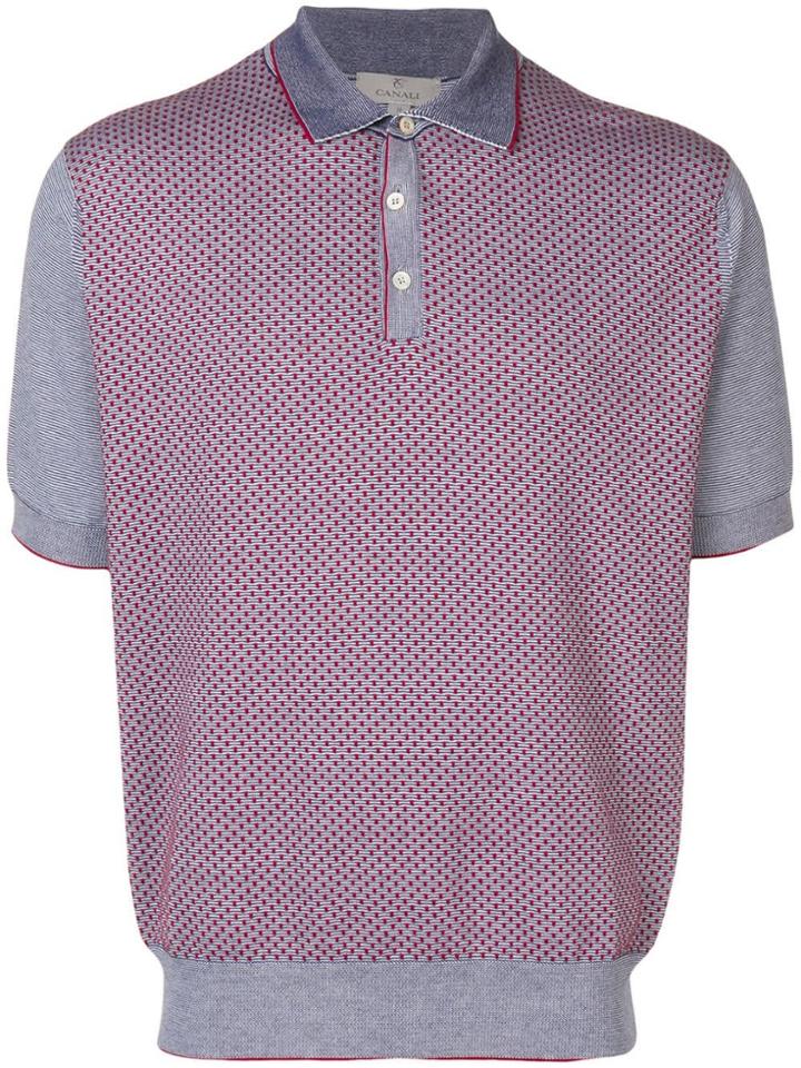 Canali Dotted Polo Top - Blue