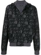 Z Zegna Logo Print Zipped Hoodiee - Grey