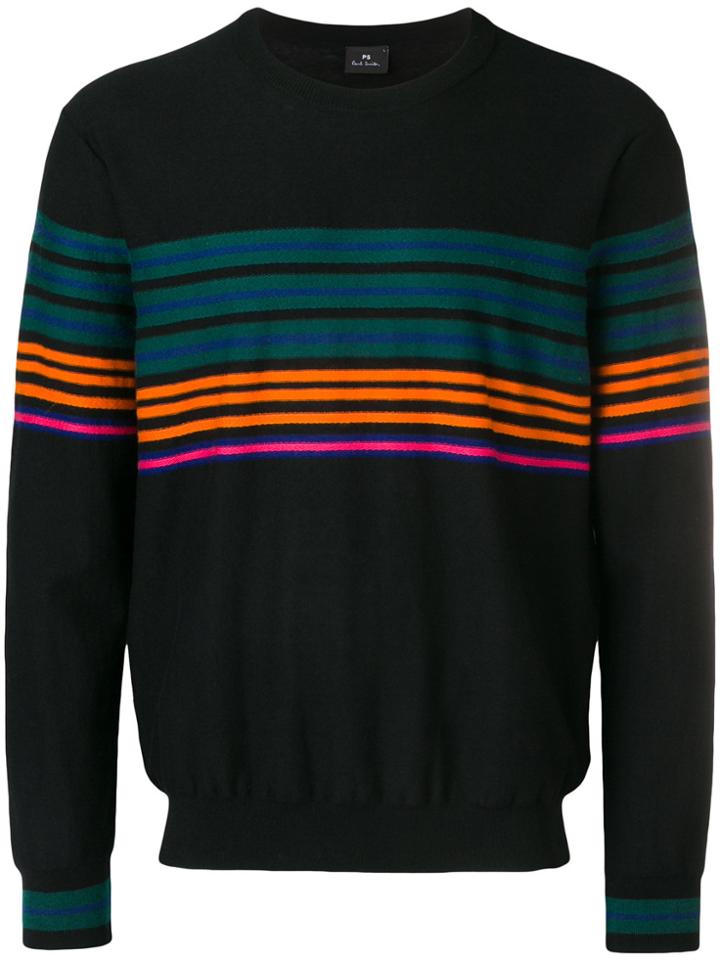 Ps By Paul Smith Striped Turtleneck - Black