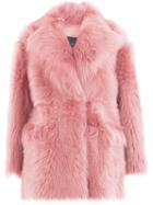 Blancha Oversized Shearling Coat - Pink