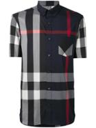 Burberry - Check Short Sleeve Shirt - Men - Cotton/polyamide/spandex/elastane - Xl, Blue, Cotton/polyamide/spandex/elastane