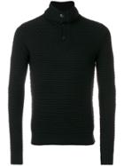 Paolo Pecora Textured High Neck Button Detail Sweater - Black