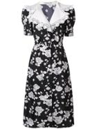 Alessandra Rich Floral Wide Embellished Collar Dress - Black