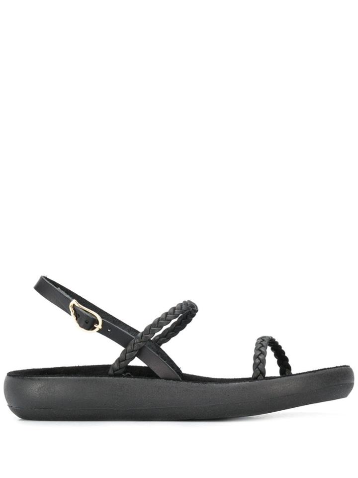 Ancient Greek Sandals Braided Strap Sandals - Black