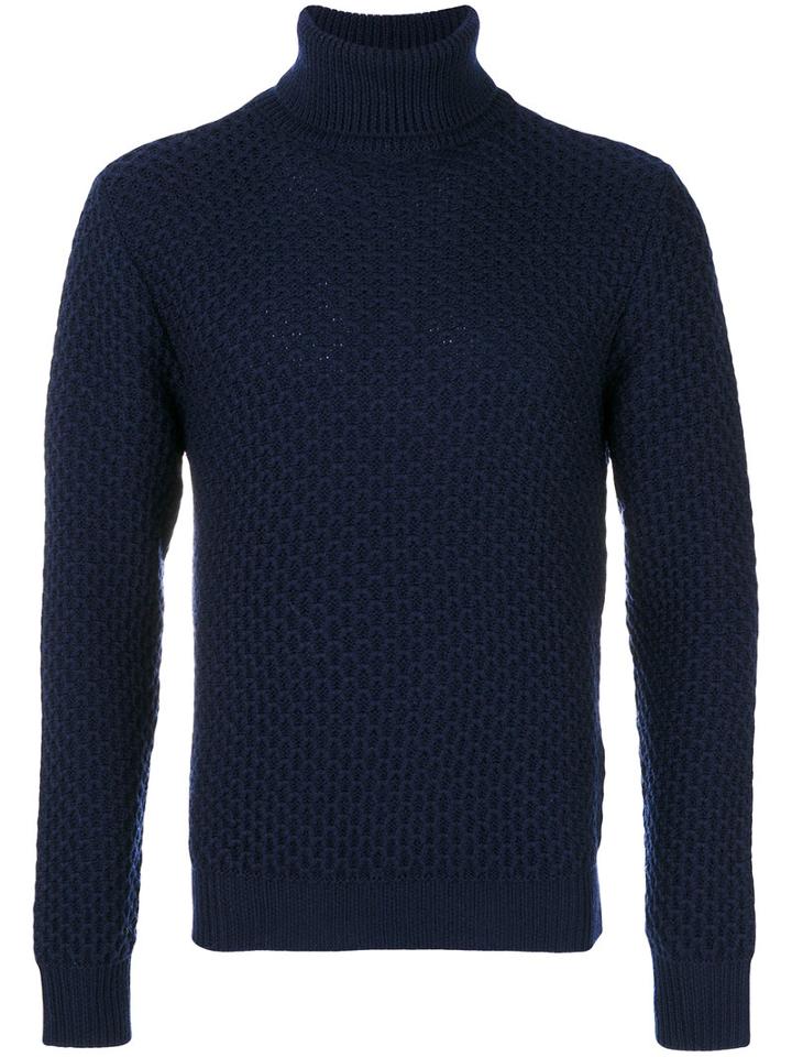 Eleventy - Roll Neck Jumper - Men - Virgin Wool - M, Blue, Virgin Wool