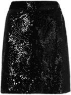 Michael Michael Kors Floral Sequins Embellished Skirt - Black