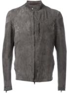 Salvatore Santoro Banded Collar Jacket, Men's, Size: 52, Grey, Leather