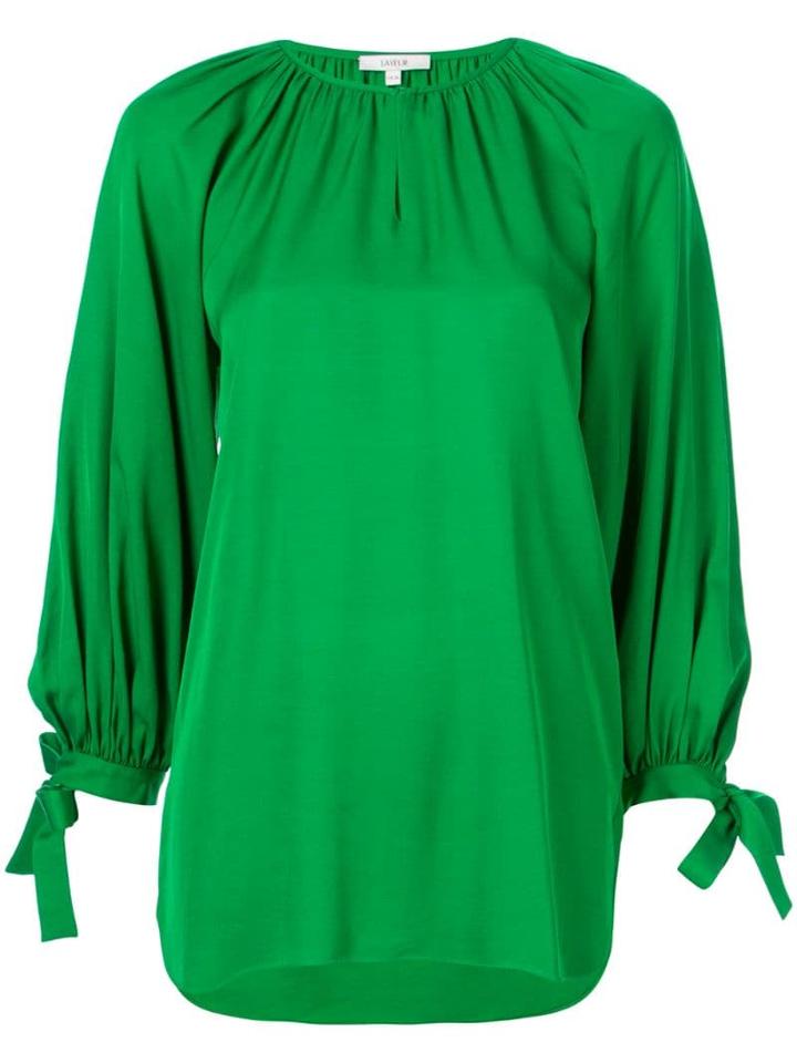 Layeur Long-sleeve Flared Blouse - Green