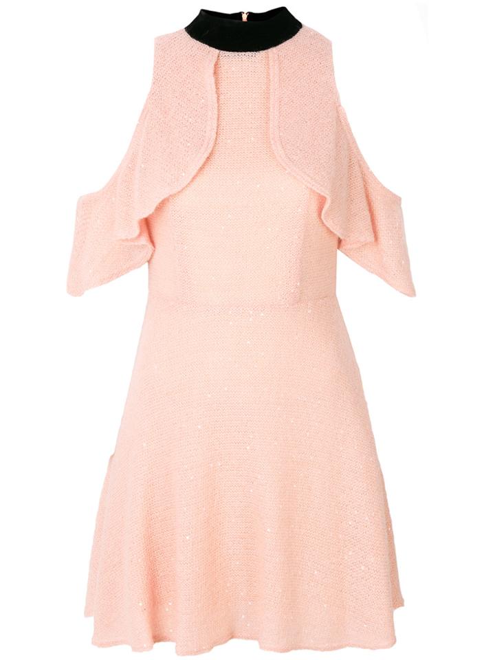 Blanchett Dame Cold Shoulder Dress - Pink & Purple