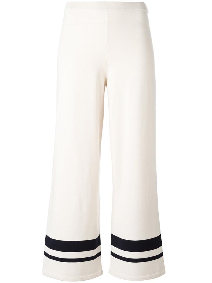 Max Mara Striped Cropped Trousers, Women's, Size: Medium, Nude/neutrals, Polyester/viscose