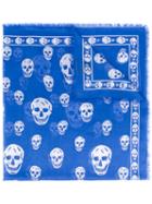 Alexander Mcqueen - Skull Pattern Scarf - Men - Silk/modal - One Size, Blue, Silk/modal