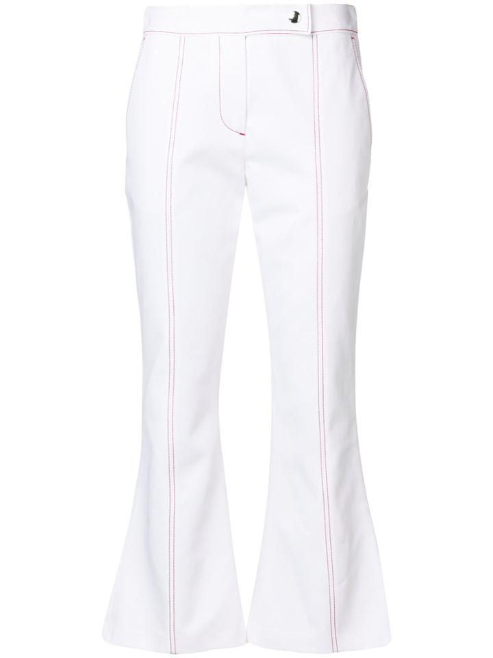 Msgm Topstitch Kick Flare Jeans - White