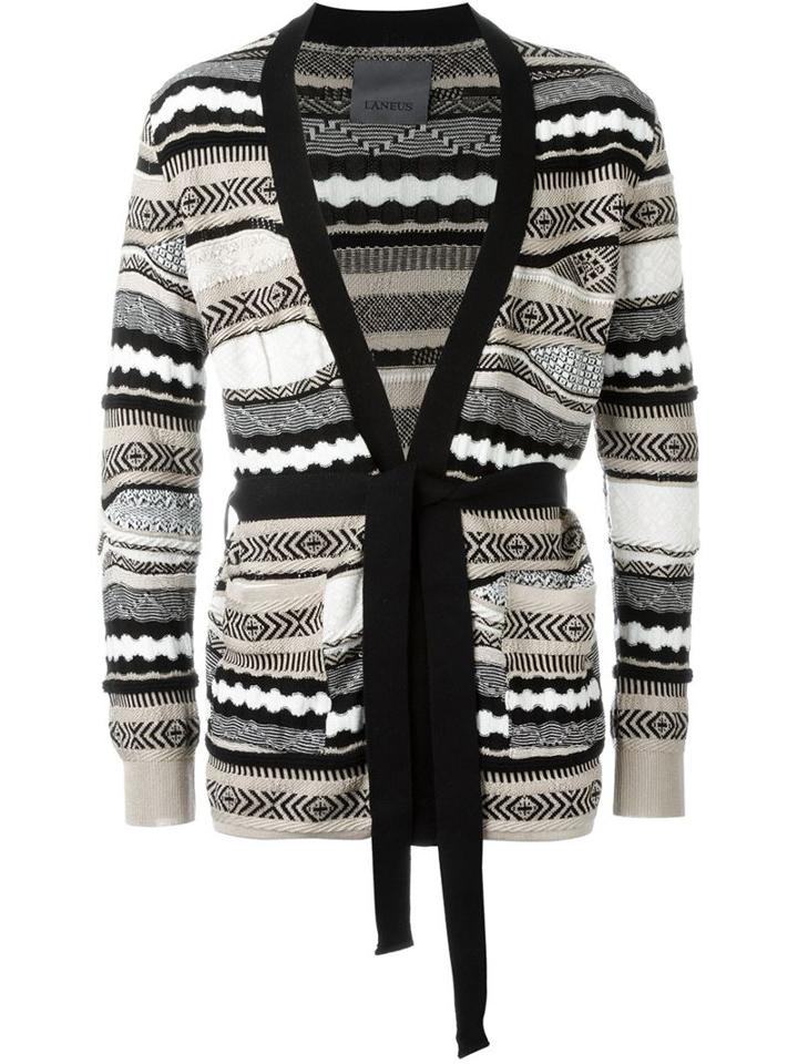 Laneus V-neck Belted Cardigan
