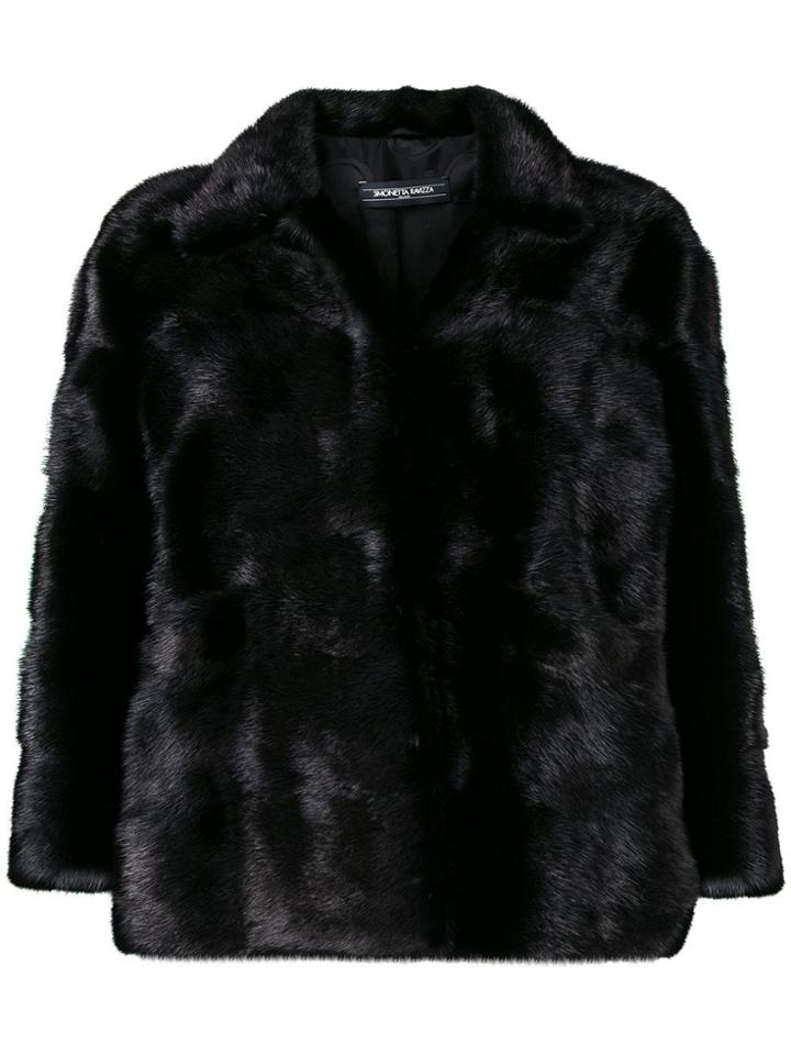Simonetta Ravizza Cropped Sleeve Fur Jacket - Black
