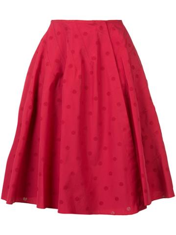 Alaïa Dotted Pattern Skirt, Women's, Size: 40, Red, Cotton