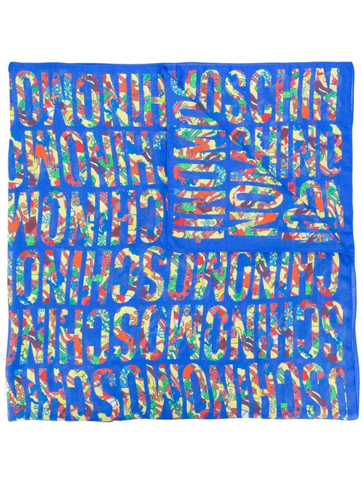 Moschino All-over Logo Print Scarf - Blue