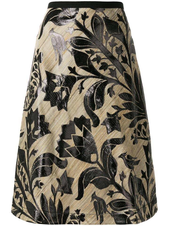 Odeeh Floral Print A-line Skirt - Nude & Neutrals
