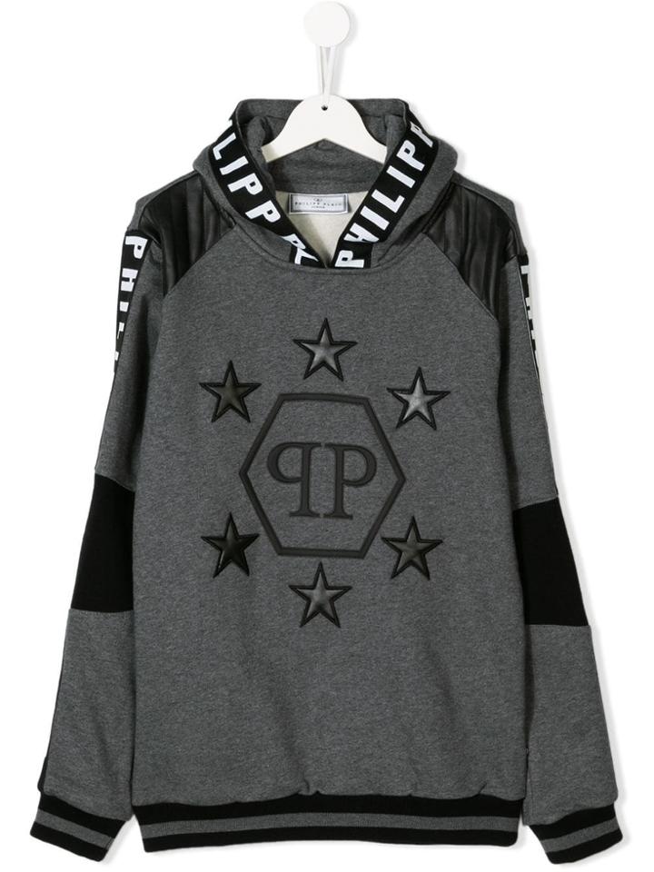 Philipp Plein Junior Teen Logo Star Patch Hoodie - Grey