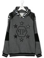 Philipp Plein Junior Teen Logo Star Patch Hoodie - Grey