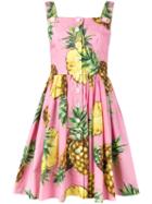 Dolce & Gabbana - Pineapple Print Dress - Women - Cotton - 42, Women's, Pink/purple, Cotton