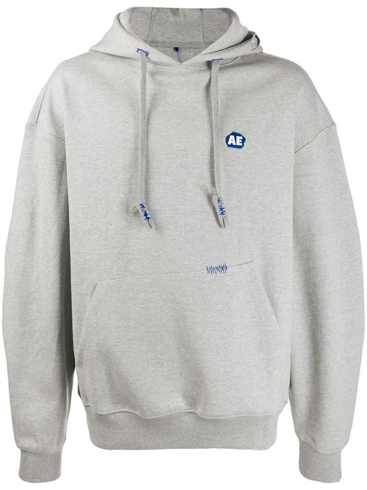 Ader Error Oversized Stone Logo Hoodie - Grey