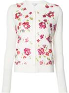 Oscar De La Renta Embroidered Flowers Cardigan, Women's, Size: Small, White, Virgin Wool/silk