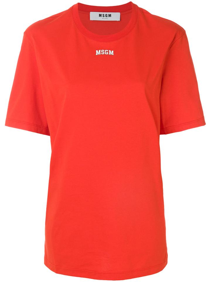 Msgm Oversized Logo T-shirt - Red