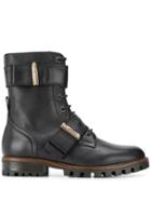 Anna Baiguera Buckle Detail Combat Boots - Black